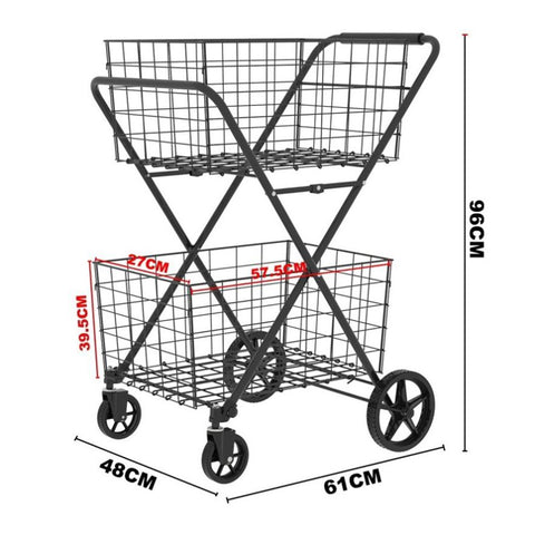 Extra Jumbo Shopping Cart,2 Layers Grocery Cart on Wheels, Foldable Utility Shopping Carts with 41132603