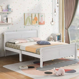 Full Size Wood Platform Bed with Headboard and Wooden Slat Support WF289141AAK