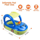 ZUN Inflatable Pool Float Car Shaped Toddler Swimming Float Boat Pool Toy Infant Swim Ring Pool with Sun 83617344