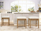 Lucia 25.5" Backless Upholstered Counter Stool with Resin Rattan Frame, Ivory White Boucle B2719P238395