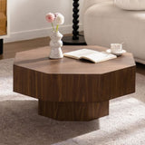 30.51 inch Coffee table Wooden Octagonal-Shaped for Living Room Walnut Suitable for Bedroom, Living W3081P315308