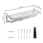 ZUN Bathroom Towel Rack Wall Mounted,16" Foldable Bath Towel Shelf with Double Towel Bars for Bathroom 72153557