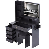 41" Large Size Left Bedside Cabinet Vanity TableCushioned Stool Dresser Set, 2 AC2 USB Power W936P230831