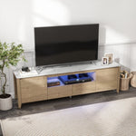 ZUN 70 Inches Modern TV stand with LED Lights Entertainment Center TV cabinet with Storage for Up to 75 35669036