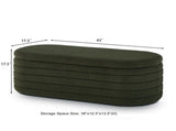 Modern Oval Storage Ottoman Bench, Upholstered Boucle Teddy Fabric of Bed Bench with Storage, W2186P193118