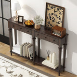 TREXM Retro Console Table with 4 Drawers and Open Shelf, perfect for Entryways, Living Rooms, and N715P202860P