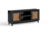 ZUN 65 inch TV Stand for TVs up to 75 inches, No Assembly Required, Black and Bourbon Finish B108P193088