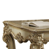 Gold Patina and Bone End Table with Scrolled Leg B062P209409