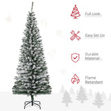 6' Tall Unlit Snow-Flocked Slim Artificial Christmas Tree with Realistic Branches and 492 Tips-Does 60727428