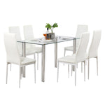 ZUN Simple Assembled Transparent Glass & Iron Dinner Table 68778429