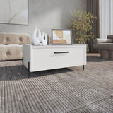 Shan 15" High Minimalistic Coffe Table with Pull Down Cabinet and Open Shelf White B070P254758