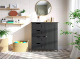 Bathroom Storage Cabinet with 4 Drawers, Side Storage Organizer with 1 Cupboard and 2 Shelves 53228698