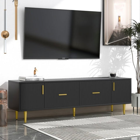 ZUN Modern TV Stand with 5 Champagne Legs - Durable, Stylish and Spacious, TVs Up to 75'' 29988468
