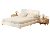 Boucle Queen Bed Frame with Adjustable Height Modern Platform Bed with Curved Cloud N733P439495K