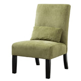 ZUN Pisano Contemporary Chenille Fabric Armless Accent Chair with Pillow, Green T2574P164500