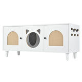 Furniture Style Cat Cabinet Cream white Cat litter box With Sisal scratching door Cat friendly N843P252373C