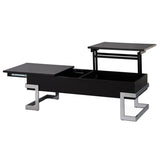 Black High Gloss and Chrome Coffee Table with Lift Top B062P181356