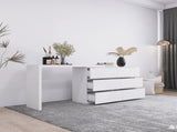 Extended Desktop 6 Drawers Chest of Drawer without Handle White Color Vanity W2139134917