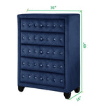 Modern Style Crystal Tufted Upholstery 5-Drawer Chest finished with Velvet Fabric made with Wood in 733569243150