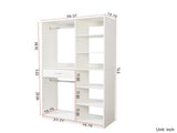 Freestanding Closet System, Stand-Alone Wardrobe with 6 open Shelves,74.8'' Heigh Closetwith 1 Wood W331P280699