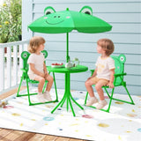 4 Pieces Folding Kids Table and Chair Set with Height Adjustable Sun Umbrella 51184271