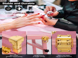 Portable Nail Table, Rolling Manicure Table w/3 Color Light and Speaker, Portable Nail Tech Desk, 08904385