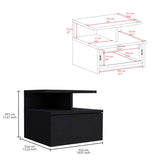 Adele Floating Nightstand , End Table, Side Table Drawer, Open Top Shelves -Black B07092134
