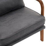 ZUN Oak Armrest Oak Upholstered Bronzing Cloth Single Lounge Chair Indoor Lounge Chair Dark Grey 30079338