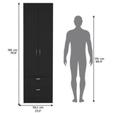 Armoire Wardrove 76" H, Hanging Rod, 2 Drawers, 1 Shelf, Black B097P199751