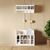 ON-TREND Shoe Storage Bench with Shelves and 4 Hooks, Elegant Hall Tree with Wall Mounted Coat Rack, WF313576AAK