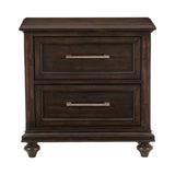 Solid Transitional Style Bedroom 1pc Nightstand of 2 Drawers Traditional Framing Driftwood Charcoal B011P208529