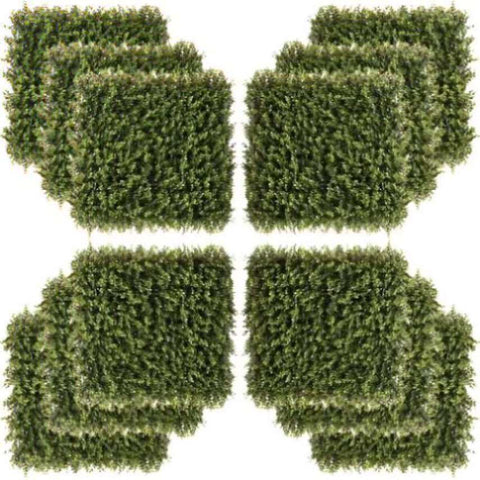 ZUN Artificial Grass Wall Panel Backdrop, 12 20" x 20" Boxwood UV Protection Privacy Coverage Panels for W2225142620