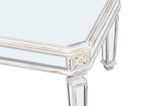 Silver Mirrored Coffee Table, Vintage Carved Elements, Rectangle Glass Tea Table with Mirrored W1445P214047