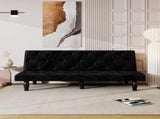 Sofa-to-Bed Evolution 66" Black Velvet Sofa Bed Transforms Seamlessly, Ideal for Family Living W3371P302156