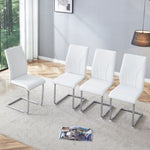 ZUN Set of 4 dining white dining chair set, PU material high backrest seats and sturdy leg W1151P203801