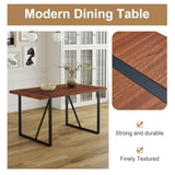 Industrial Rectangular Walnut Color Wood Grain Dining Table for 4-6 people with 1.5 inch thick W1151P209830