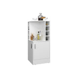 FM FURNITURE Toyei Corner Bar Cabinet with Bottle Rack, Open Shelves, and Hidden Storage, White B128P269879