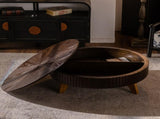 39.37" Retro Round Coffee Table with Storage Space, Suitable for Living Room and Office, Brown W757P379484
