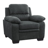 Plush Seating Chair 1pc Dark Gray Textured Fabric Channel Tufting Solid Wood Frame Modern Living B011122282