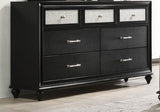 ZUN 1pc Luxury Glam Seven Drawer Dresser with Two-Toned Drawer Black Finish Shimmering Accents B011P234294