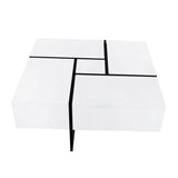 ON-TREND Unique Design Coffee Table with 4 Hidden Storage Compartments, Square Cocktail Table with WF305182AAK