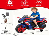 12V Electric Motorcycle for Kids, Powered Toy Motorcycle, Child Motorcycle Ride On with Light Wheels 96917311