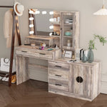 ZUN Large Makeup Vanity with Lights, Vanity Table with Charging Station, Vanity Desk with Mirror and 10 92556033