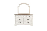 ZUN Antique White Wooden 1pc Dresser Only Bedroom Formal Antique Walnut Top Storage 7-Drawers Dresser B011P236768