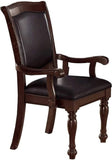 Royal Majestic Formal Set of 2 Arm Chairs Brown Color Rubberwood Dining Room Furniture Faux Leather B01180916