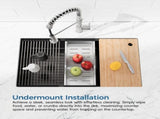 Kitchen Sink 36"x19" Multifunctional undermount Flying Rain Waterfall S304 Stainless Steel Handmade 72452196