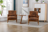 ZUN Accent Chairs Set of 2 with Table, Mid Century Modern Accent Chair, Wood and Fabric Armchairs W153982251