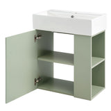 ZUN [Video] 21.6 inch Modern Floating Bathroom Vanity with Ceramic Basin - Perfect for Small Bathrooms, N729P170388F