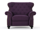 Accented Push Back Recliner Chair with Rolled Arms in Plum, Enjoy Cocooning Comfort 57337.00FPLU