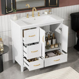36 inch Bathroom Vanity with Sink, One Cabinet with Soft-closing Doors, 4 Soft-Closing Drawers, N759P292552K